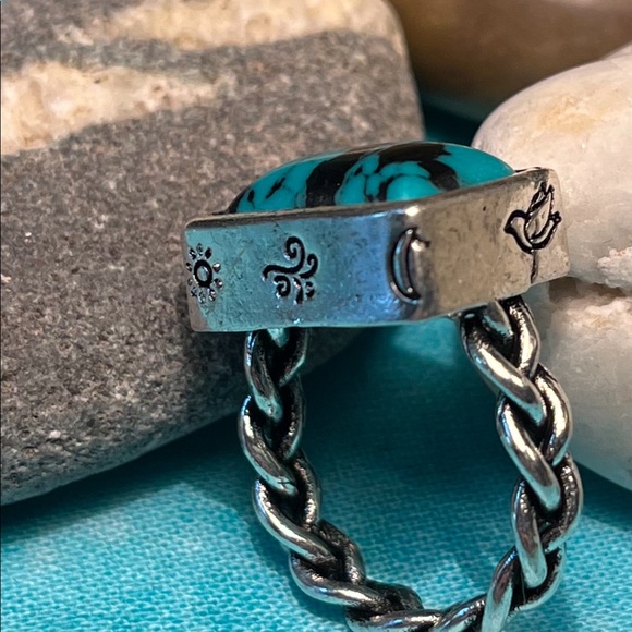 2252-RMT Antique Style Pioneer Spirit Silver & Turquoise Color Setting - Picture 8 of 16